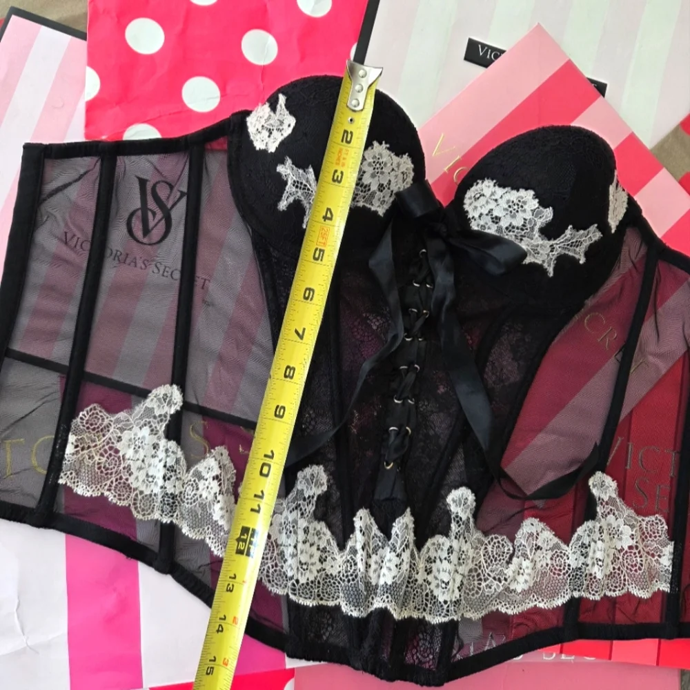 Victoria's Secret Vintage Strapless Push-up Bustier Corset Bra Lace-up Boning - Picture 4 of 13